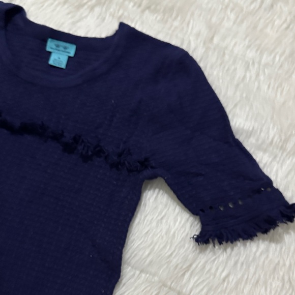 Two bees cashmere Blue knit Textured Top - Picture 4 of 7